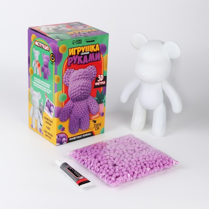 Игрушка помпонами &laquo;Медведь&raquo;, сиреневый