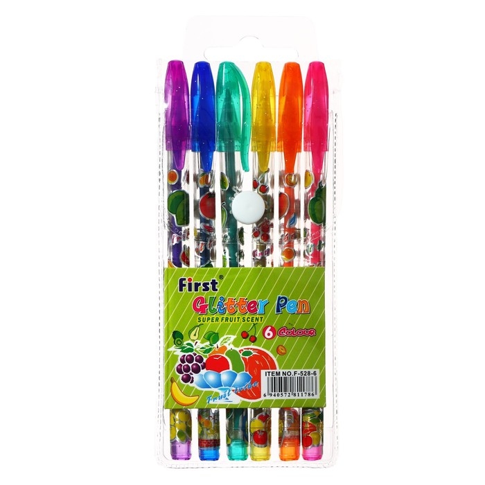 Набор гелевых ручек, 6 цветов, металлик, корпус с рисунком, в блистере на кнопке Набор гелевых ручек, 6 цветов, металлик, корпус с рисунком, в блистере на кнопке