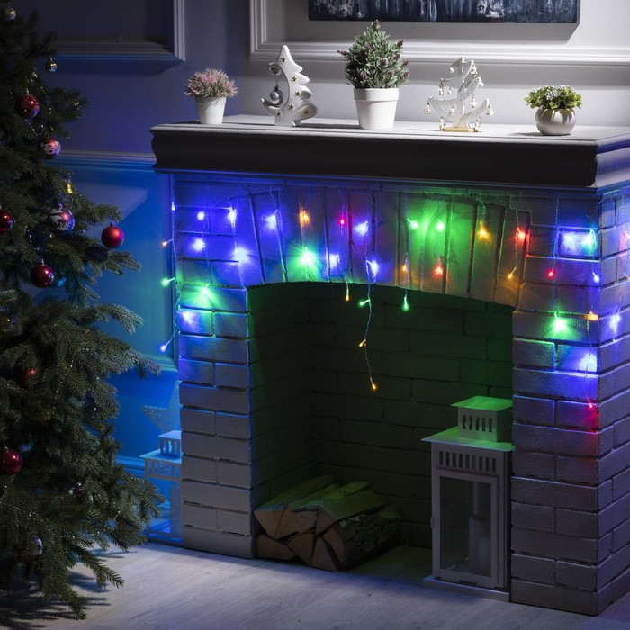 Гирлянда &laquo;Бахрома&raquo; 3 &times; 0.5 м, IP20, прозрачная нить, 80 LED, свечение мульти, 8 режимов, 220 В