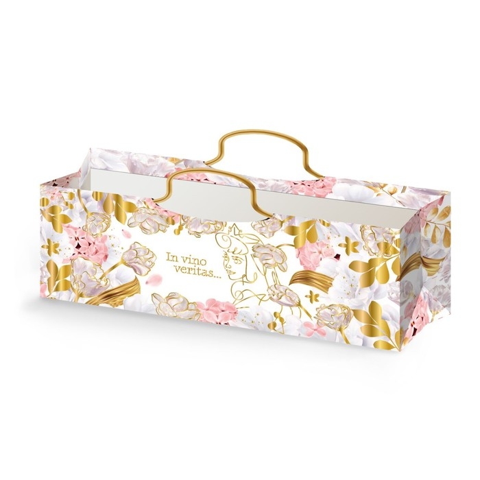 Пакет под бутылку с тиснением, Принцессы, 35,5х12,5х9 см