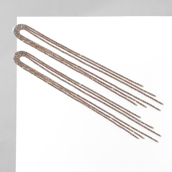 Серьги висячие со стразами &laquo;Голливуд&raquo; полукруг, 6 рядов, цвет белый в золоте, 19,5 см