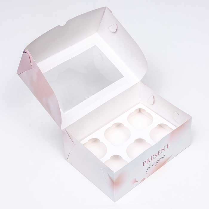 Коробка для 6 капкейков с окном , "Вдохновения", 25 х 17 х 10 см