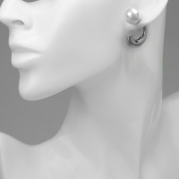 Серьги с жемчугом &laquo;Эксклюзив&raquo; полукольца, цвет серебро