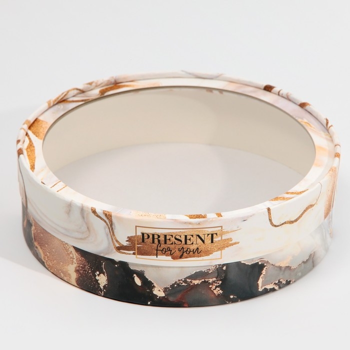 Коробка для макарун, кондитерская упаковка тубус с окном, &laquo;Мрамор&raquo; 20 х 20 х 5 см