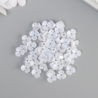 Бусины для творчества пластик "Шляпка для бусин" белая с серебром набор 50 шт 1х1х0,5 см