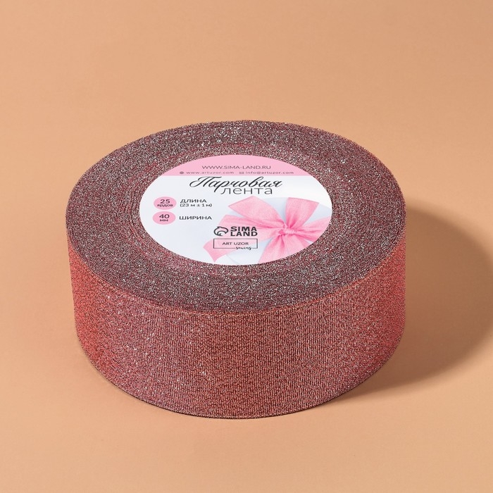 Лента парчовая, 40 мм, 23 &plusmn; 1 м, цвет розовый №013