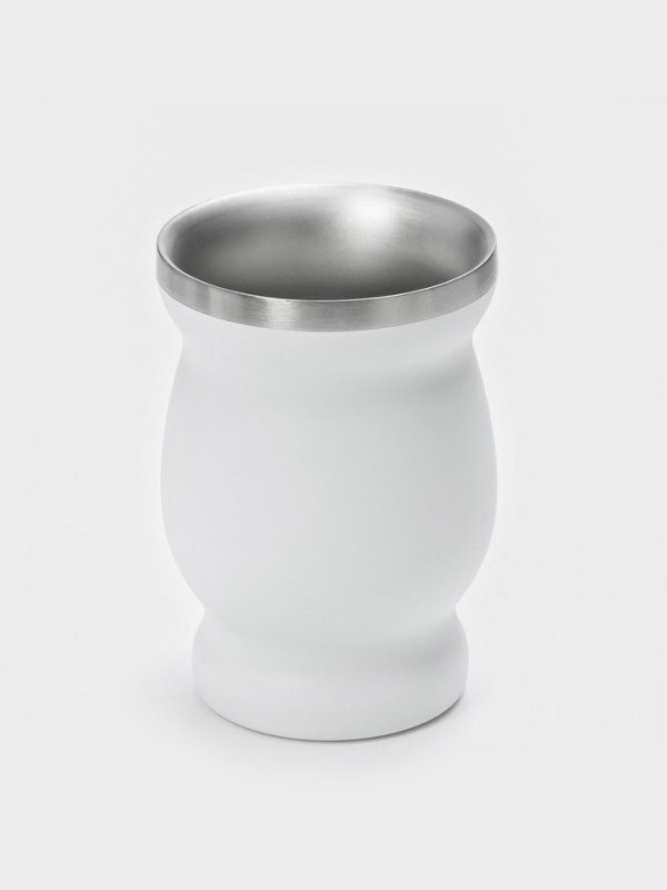 Калабас для чая Мате 240 мл и бомбилья с щеткой для чистки, набор для приготовления, белый   1078512