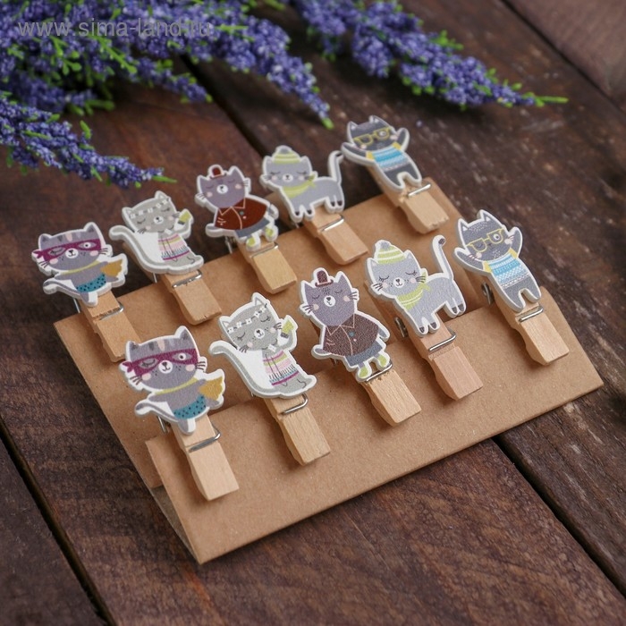 Прищепки декоративные «Котята» набор 10 шт. Прищепки декоративные «Котята» набор 10 шт.
