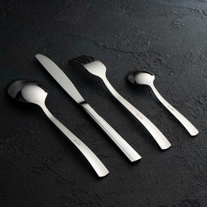 Набор столовый &laquo;Торжество&raquo;, 24 предмета, толщина 2 мм, сувенирная коробка, цвет серебряный