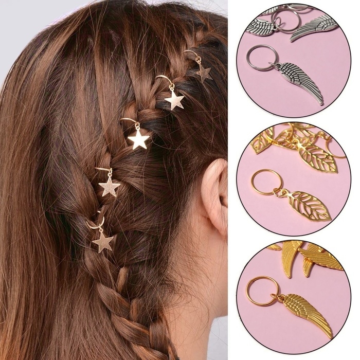 Пирсинг для волос &laquo;Листочки&raquo;, 3,9 &times; 1,4 см, 10 шт, цвет золотистый