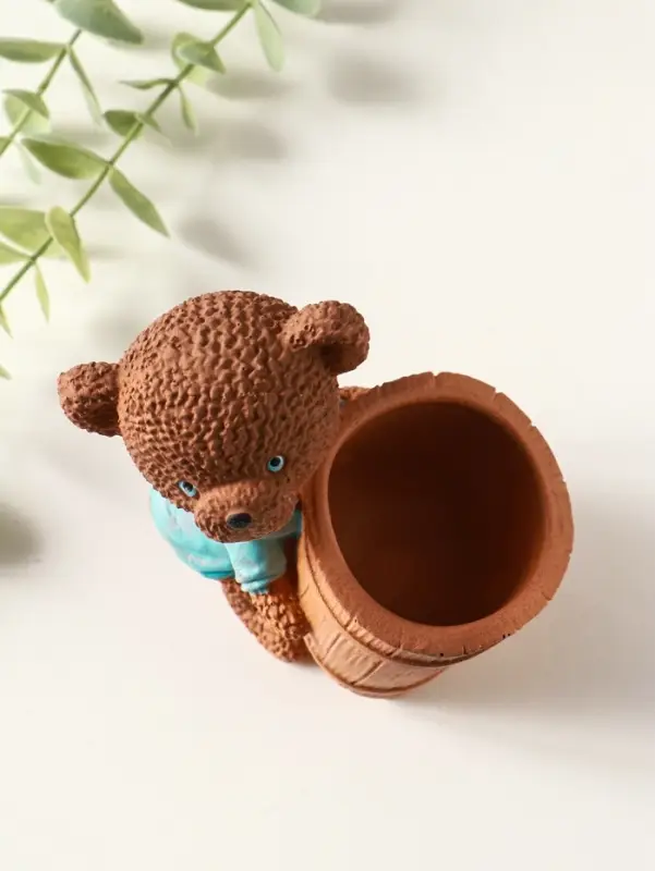 Подставка для мелочей &laquo;Медведь с горшком&raquo; 9&times;10&times;6 см, мультиколор, гипс