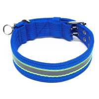 Ошейник четырехслойный светоотражающий с вертлюгом, 65 х 4 см, синий