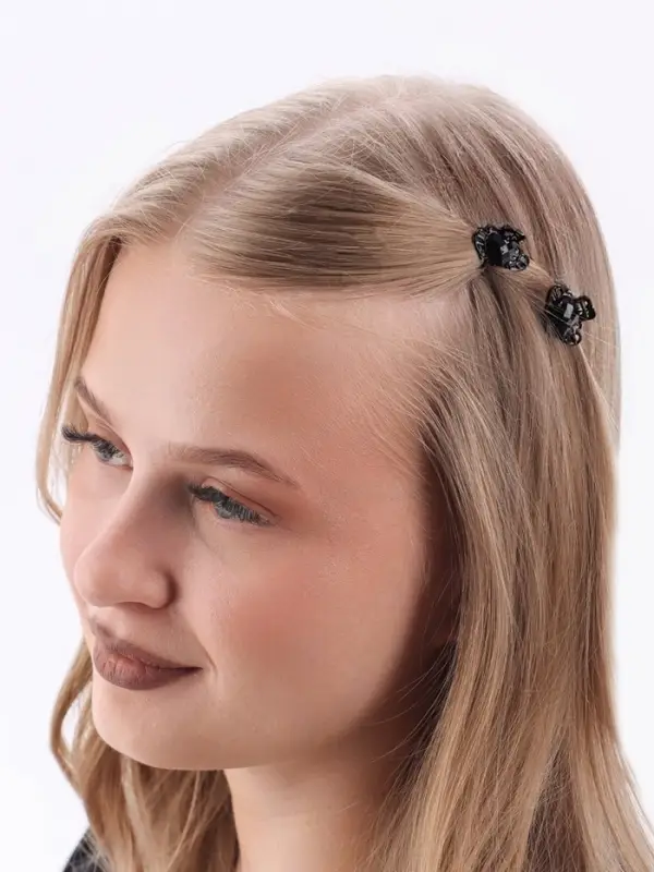 Крабик для волос &laquo;Чёрные кружева&raquo;, сердечко, 2.5 см, чёрный