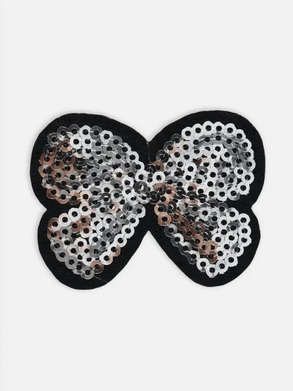 Термоаппликация &laquo;Бантик&raquo;, с пайетками, 5.2&times;4 см, цвет серебряный