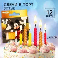 Свечи для торта витые &laquo;С Днем Рождения&raquo;, 12 штук, Микки Маус