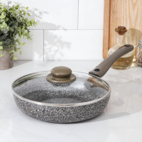 Сковорода Onyx, d=24 см, съёмная ручка, стеклянная крышка, антипригарное покрытие, цвет серый Сковорода Onyx, d=24 см, съёмная ручка, стеклянная крышка, антипригарное покрытие, цвет серый