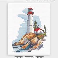Вышивка крестиком 21х30 см "Маяк в море"