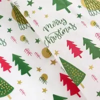 Бумага упаковочная тишью "Зимний лес", белая, 50 х 66 см