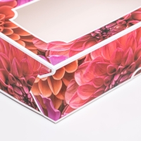 Коробка складная с окном под зефир "Георгины", 25 х 15 х 7 см