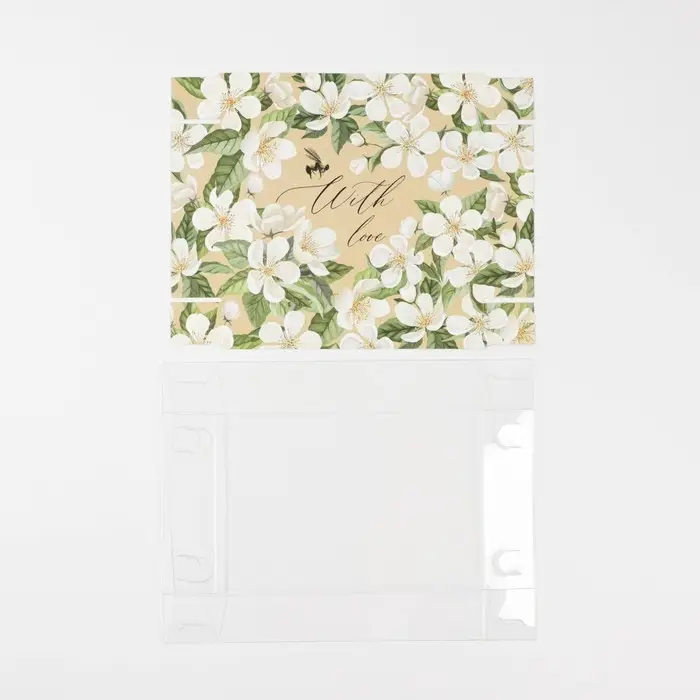 Кондитерская упаковка, коробка для макарун с PVC крышкой, With love, 18 х 12 х 3.5 см