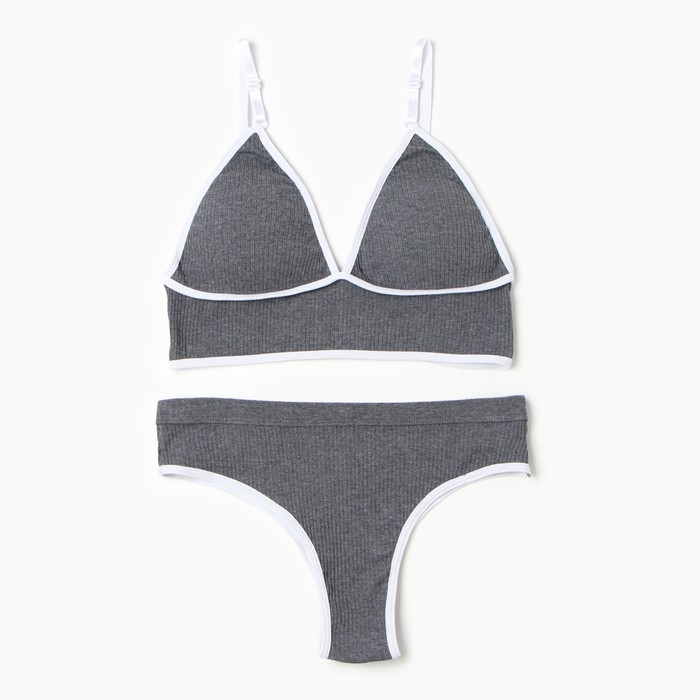 Комплект женский (топ, трусы) цвет темно-серый, размер 42-44