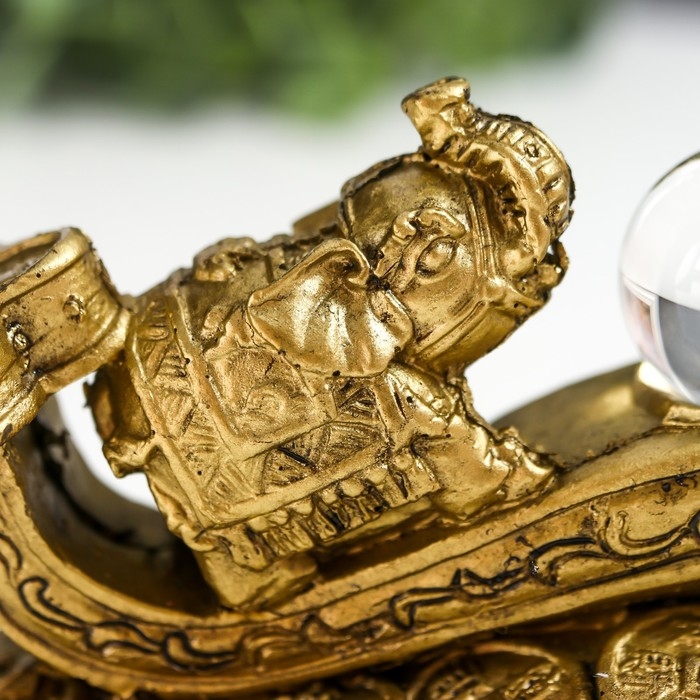 Нэцке полистоун под бронзу Нэцке полистоун под бронзу "2 слона на жезле Жуи с кристаллом" 5х4,5х12,5 см 222768