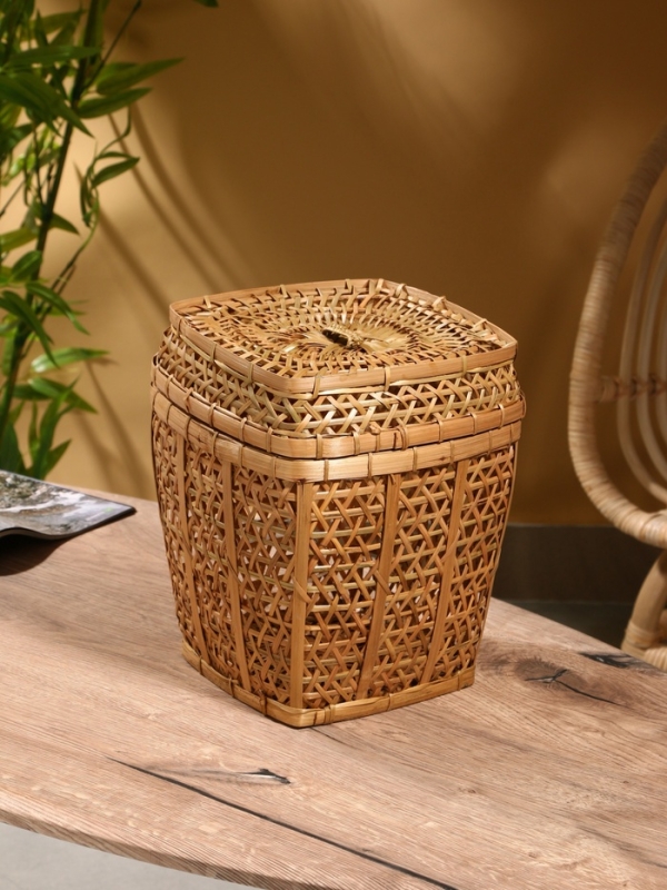 Корзина плетёная "Баскет" бамбук 24х24х28 см, светлая