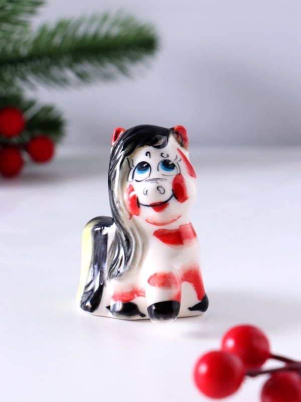 Сувенир Пони, 6,5х5х3,5 см, гжель, цвет