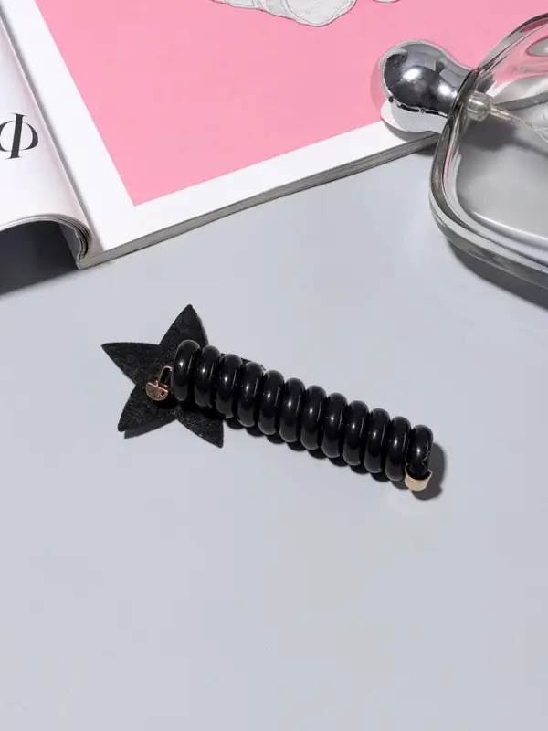 Резинка для волос "Пружинка-звёздочка" (набор 2 шт) 9,5х1,5 см, чёрный