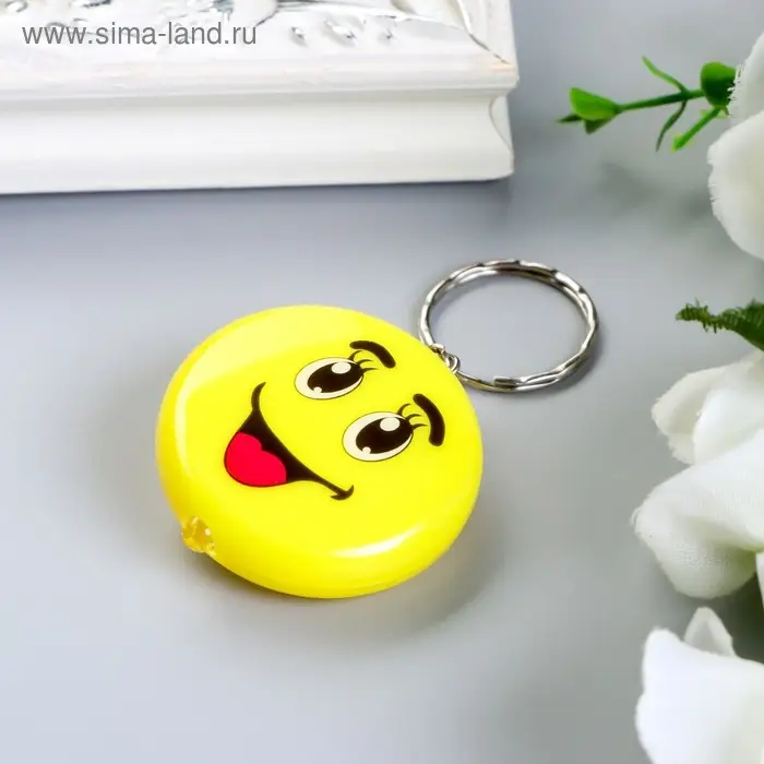 Фонарик свет на кольце "Смайлик-рожица" светит МИКС 1х4х4 см