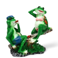 Садовая фигура из полистоуна &laquo;Лягушки на качелях&raquo;, 37&times;17&times;38 см