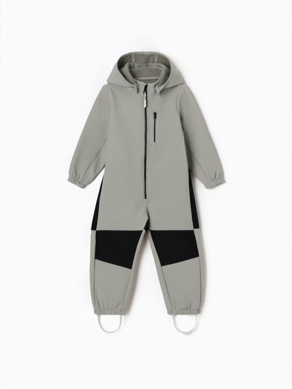 Комбинезон демисезонный для мальчиков MINAKU из Softshell на флисе, непромокаемый, серый, рост 122 см
