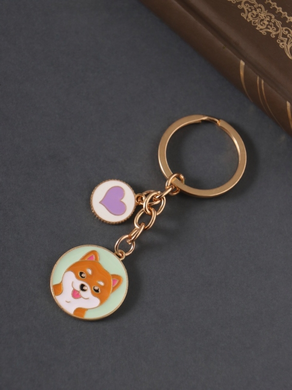 Брелок металл, эмаль "Пёсик и сердце" 9 см