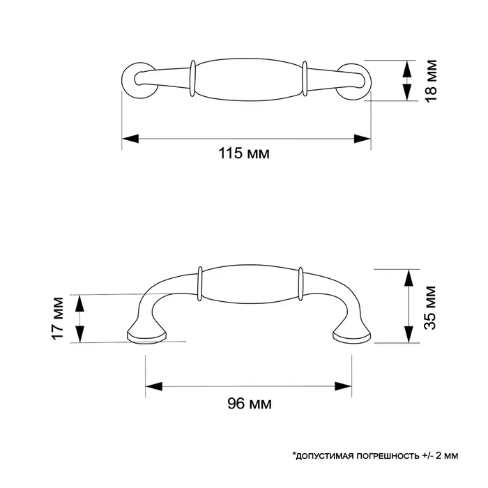 Ручка-скоба CAPPIO RSC012, пластик, м/о 96 мм, цвет черный