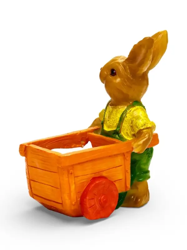 Фигурное кашпо 13 х 18 х 17см  "Заяц с тележкой"