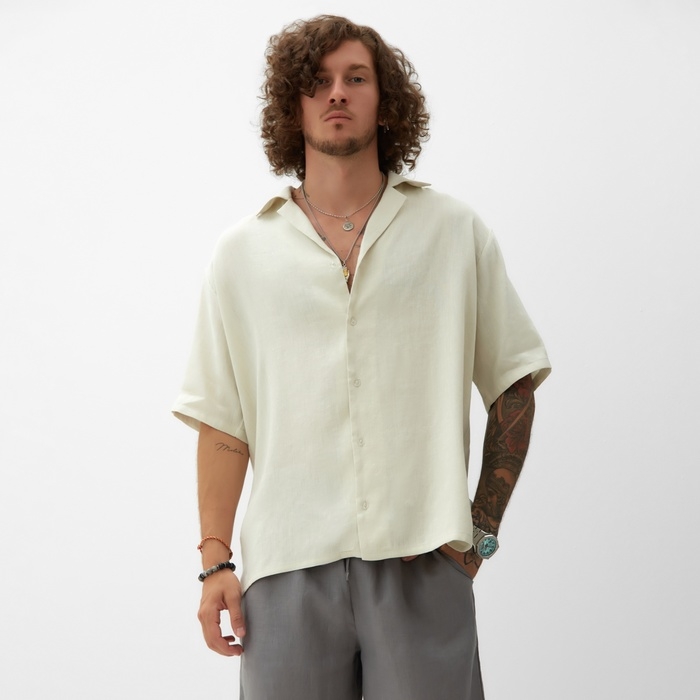 Рубашка мужская с коротким рукавом MIST р.48, молочный