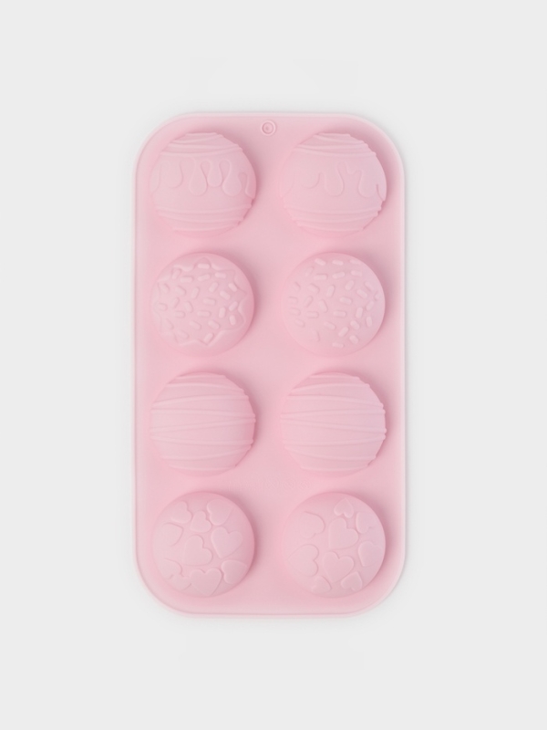 Форма для выпечки Доляна &laquo;Ассорти&raquo;, силикон, 8 ячеек, 26&times;14&times;2.5 см (d=5 см), розовая