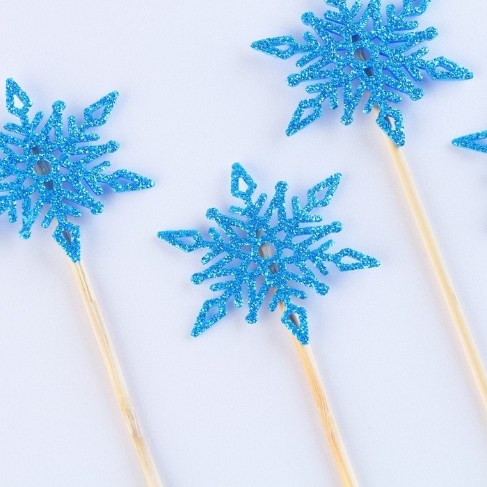 Новый год! Шпажки &laquo;Снежинка&raquo;, уголок, в наборе 6 штук, голубые