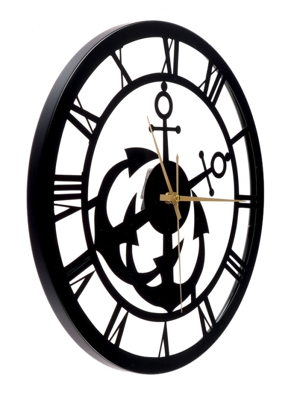 Часы настенные интерьерные &laquo;Якорь&raquo;, плавный ход, d-40 см