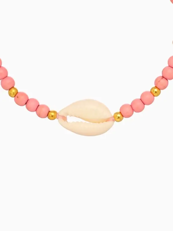 Браслет "Моана" камень пирит, длина 16 см, цв. розовый