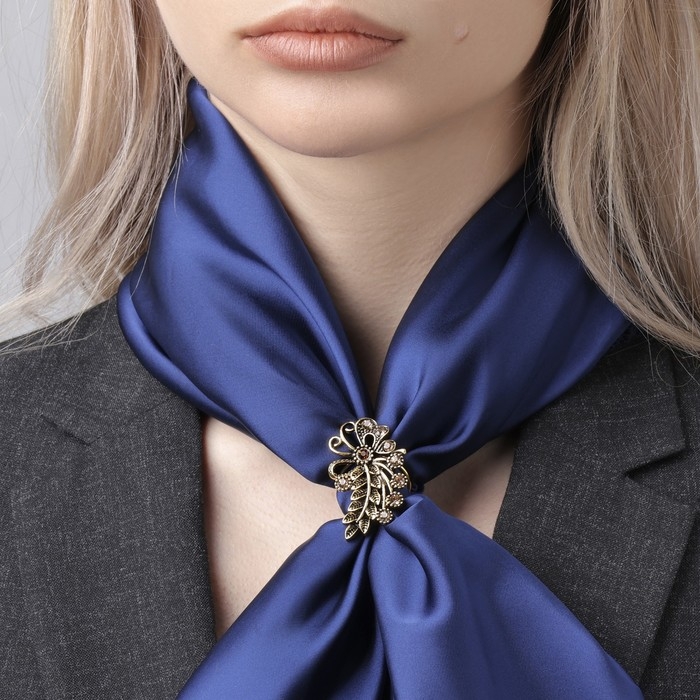 Кольцо для платка &laquo;Ветвь&raquo;, цвет коричневый в чернёном золоте