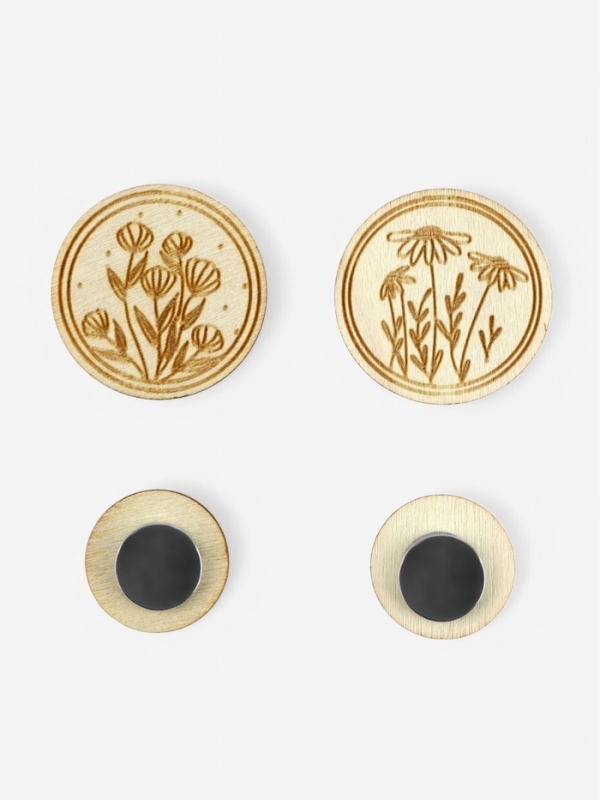 Игольница-магнит цветы для вышивания круг 3см (наб 2шт цена за наб) деревянный TR