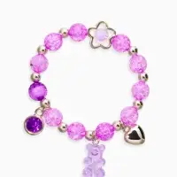 Браслет детский &laquo;Выбражулька&raquo; мармеладный мишка, сердце, d=6 см. сиреневый в серебре