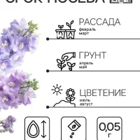 Семена цветов Дельфиниум "Джиневер культурный", ц/п,  0,05 г