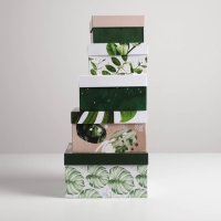 Набор коробок 5 в 1, упаковка подарочная, &laquo;Тропический&raquo;, 14 х 14 х 8‒22 х 22 х 12 см