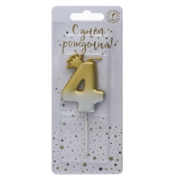 Свеча в торт &laquo;С короной&raquo;, цифра 4, золото - серебро