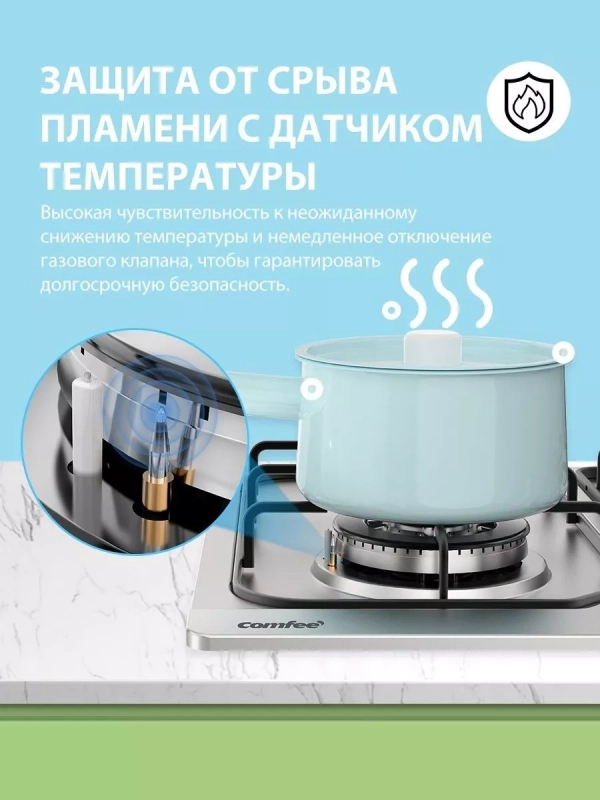 Газовая варочная панель CGH610X, 4 конфорки, WOK, нерж сталь