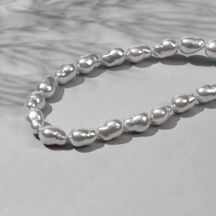 Бусины пластиковые на нити &laquo;Жемчуг&raquo; 14&times;10 мм, (набор 80 шт.), цвет белый