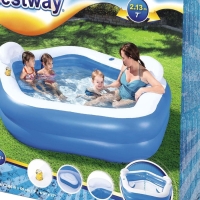 Бассейн надувной Bestway, 213&times;206&times;69 см, с сиденьями и подголовниками, от 6 лет, 54153