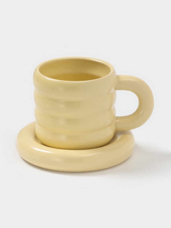 Чайная пара Доляна &laquo;Зефир&raquo;, 350 мл, керамика, жёлтая